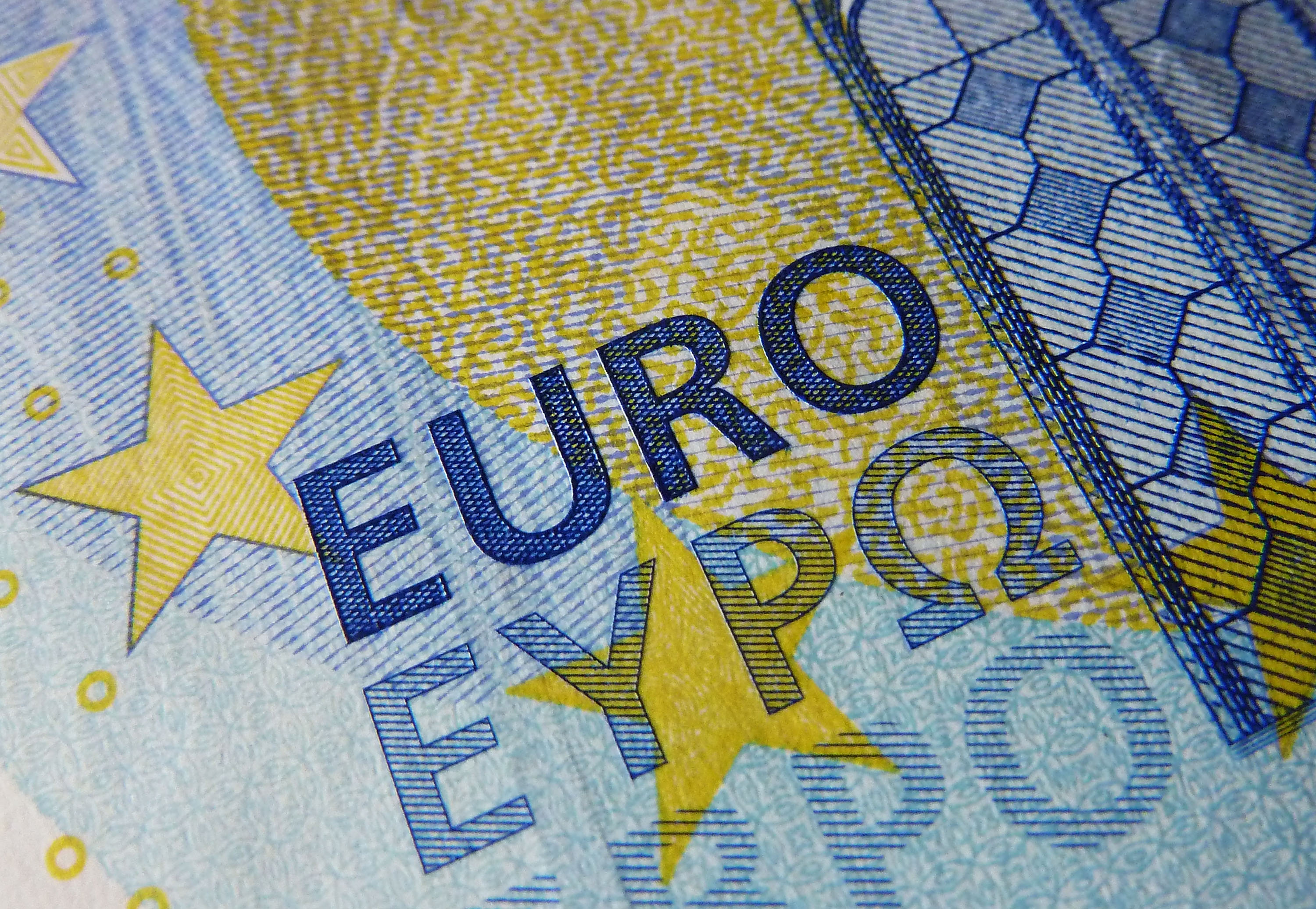 LONDON, ENGLAND - MARCH 04: A detail of the twenty Euro bank note, on March 4, 2016 in London, England. (Photo by Jim Dyson/Getty Images)