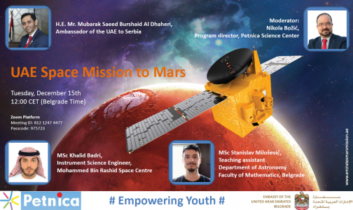 Webinar “United Arab Emirates Space Mission to Mars” December 15, 2020 at 12 pm